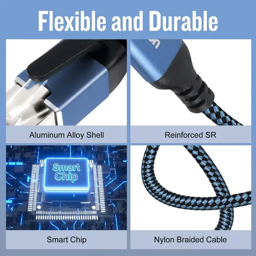 Vista 5 de Cable USB C a Ethernet, cable tipo C a RJ45 de 2 pies, cable USB C a Gigabit Ethernet compatible con Thunderbolt 3/4, conectado directamente a