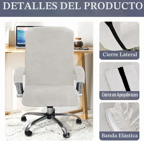 Vista 3 de ITFRO Funda para silla de oficina de 3 piezas con fundas para reposabrazos, funda de terciopelo blanco para silla de escritorio de computadora