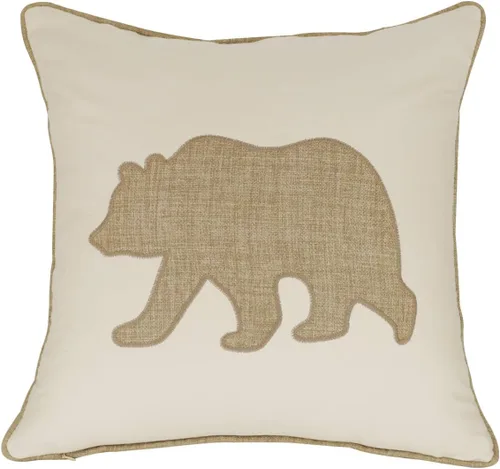 Vista 7 de Fundas de almohada decorativas con diseño de oso, fundas de cojín bordadas de algodón y lino, 45,7 x 45,7 cm (gris)