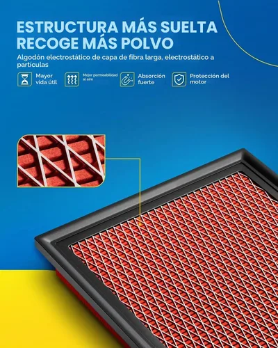 Vista 2 de PHILTOP Filtro de aire de motor mejorado CA4309 de repuesto para Murano 2009-2024, QX60 2014-2020, Maxima 2016-2023, Murano 2003-2007, panel flexible