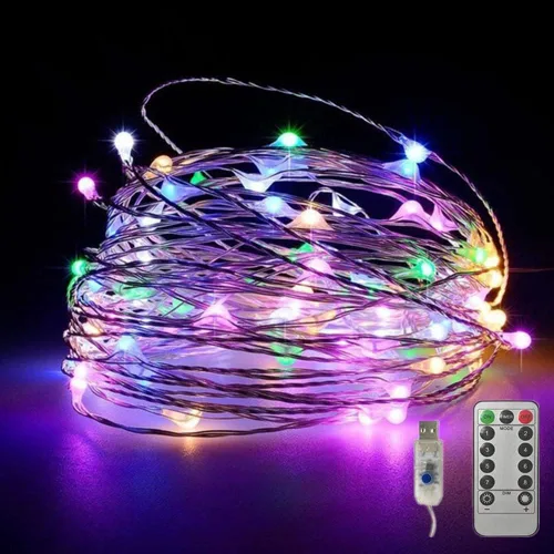 Vista 12 de Fantasee Luces de Cadena de Alambre de Cobre USB Alimentadas Luces de Hadas LED 8 Modos con Temporizador Control Remoto para Hogar Dormitorio Fiesta