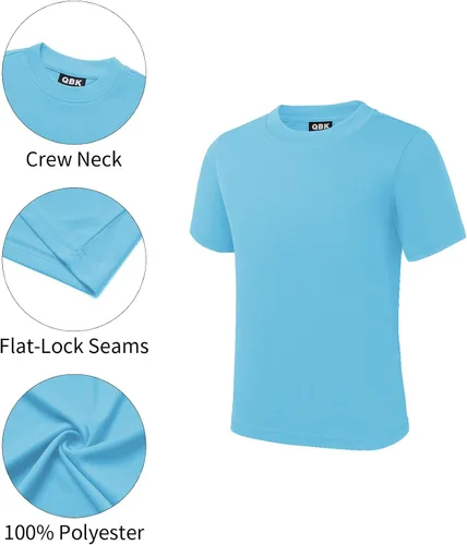 Vista 4 de QBK 2T a Juvenil Camisa Neón para Niños UPF 50+ de Secado Rápido, Camiseta Deportiva de Manga Corta, Protección contra Erupciones, Camiseta