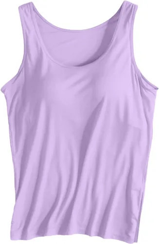 Vista 18 de Camiseta sin mangas con brasier integrado para mujer, sin mangas, correa ancha, ropa de dormir básica, para entrenamiento, yoga, camisola acolchada