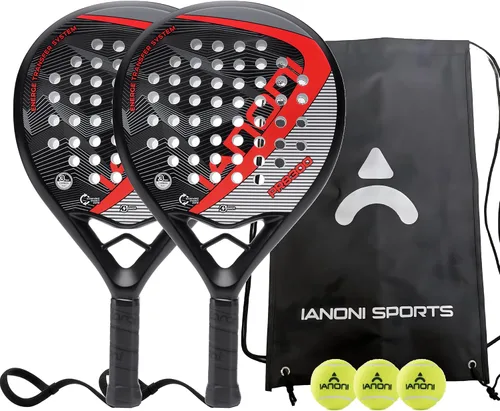 Vista 10 de ianoni Padel Racket Carbon Fiber Surface with EVA Memory Flex Foam Core Padel Tennis Racquets Paddle Tennis Racket Azul