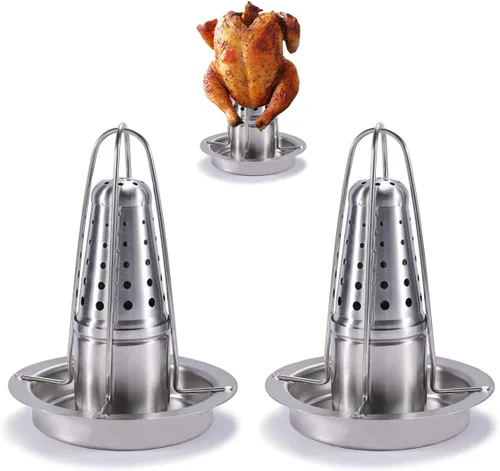 Vista 8 de AMOZO Soporte para pollo para latas de cerveza para parrilla y ahumador, soporte para pollo de acero inoxidable 304 de alta calidad, tostadores