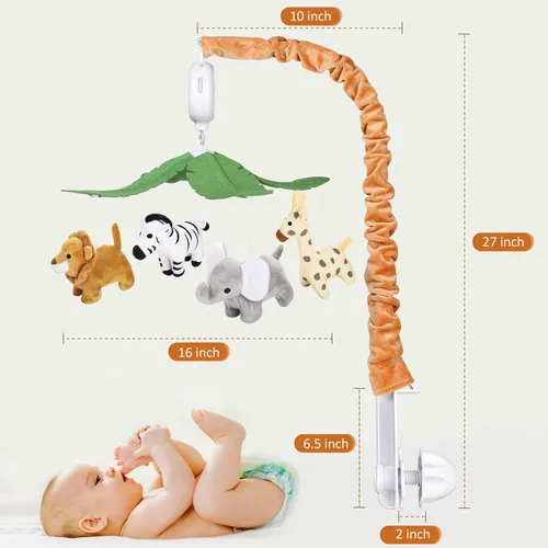 Vista 9 de CLYMENE Safari Animals Baby Musical Cuna Móvil para Bebés Niños y Niñas