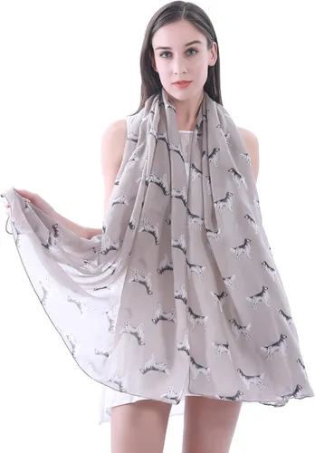 Vista 3 de Bufanda ligera con estampado de perro Golden Retriever para mujer