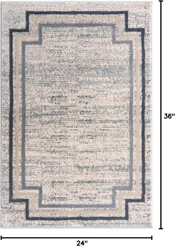 Vista 2 de Unique Loom Oasis Collection - Alfombra de área - Fuente (2 pies x 3 pies, rectangular, gris/marfil)