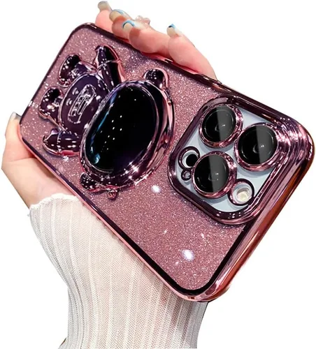 Vista 8 de KJArrow Lovely Kickstand Case para iPhone 11 - Estuche de soporte de astronauta con purpurina para mujer (azul)