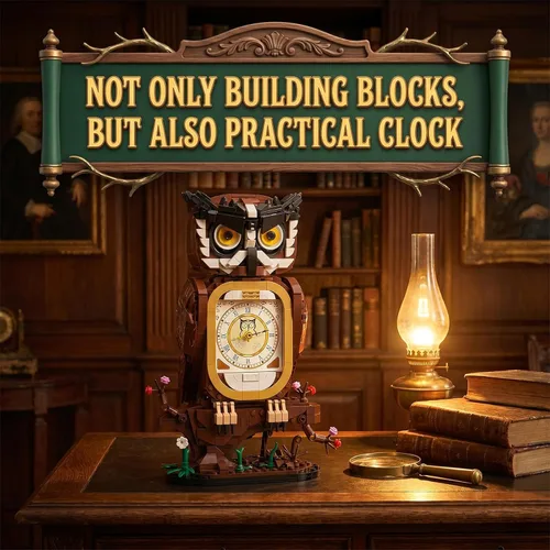 Vista 7 de HJPLPXH Juego de bloques de construcción de reloj de búho, reloj de trabajo real, kit educativo de construcción STEM para niños, perfecto