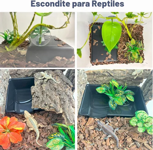 Vista 6 de Cueva húmeda para reptiles, escondite de serpiente para pitones bola, escondite de gecko, geckos leopardo, dragones barbudos, decoración compacta