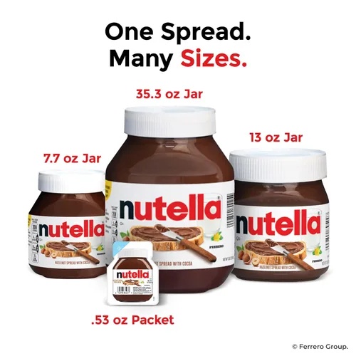 Vista 7 de Nutella Mini frascos para untar de avellana, 64 mini tarros, suministros para hornear, ideales para restaurantes y panaderías, 56.32 onzas en total