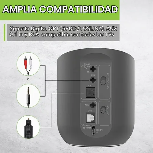 Vista 6 de Avantree Orbit - Transmisor de Audio Bluetooth 5.0 para TV con Soporte de Paso de Sonido Envolvente 5.1, Clase 1 de Largo Alcance, Pantalla LED