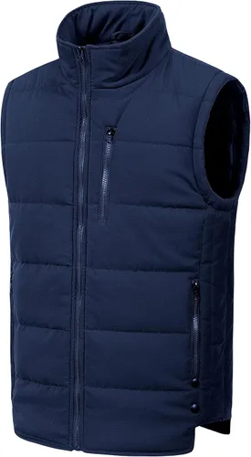 Vista 15 de Chrisuno Chaleco de esquí acolchado de invierno ligero para hombre, ropa de abrigo plegable Verde militar