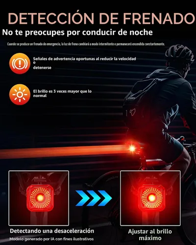 Vista 3 de Luz Trasera de Bicicleta DARKBEAM con Pantalla LED, Recargable USB-C, 6 Modos de Luz, Impermeable IP55, Luz Trasera de Bicicleta para Montar