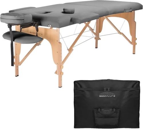 Vista 11 de Saloniture - Mesa de masaje plegable portátil profesional con estuche de transporte, color negro