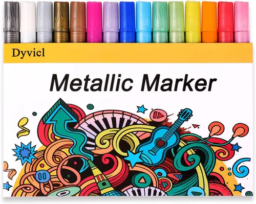 Vista 2 de Rotuladores metálicos Dyvicl para pintura de rocas, papel negro, tarjetas de regalo, álbumes de recortes, tela, metal, cerámica, copas de vino