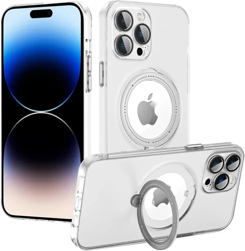 Vista 10 de Funda para iPhone 12, compatible con MagSafe, con protector de lente de cámara y kiskstnad ligera y translúcida mate, borde suave, a prueba