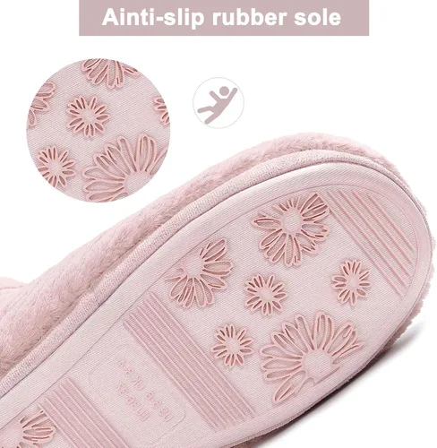 Vista 5 de HOMEHOT Pantuflas de invierno para mujer, cálidas, cómodas, suaves, forro de piel sintética, con forro polar