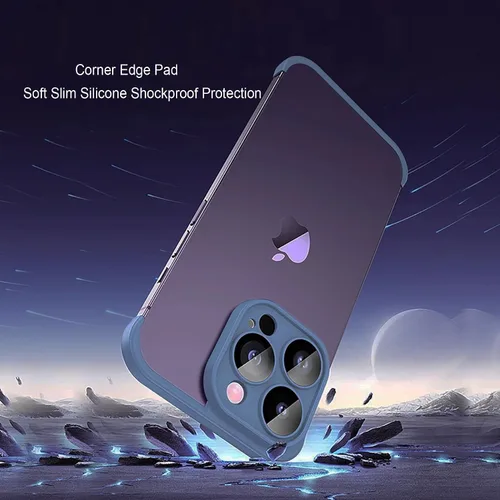 Vista 3 de Funda para iPhone 15 Pro Max con protector de lente de cámara, almohadilla de borde de esquina sin marco, suave y delgada de silicona TPU a prueba