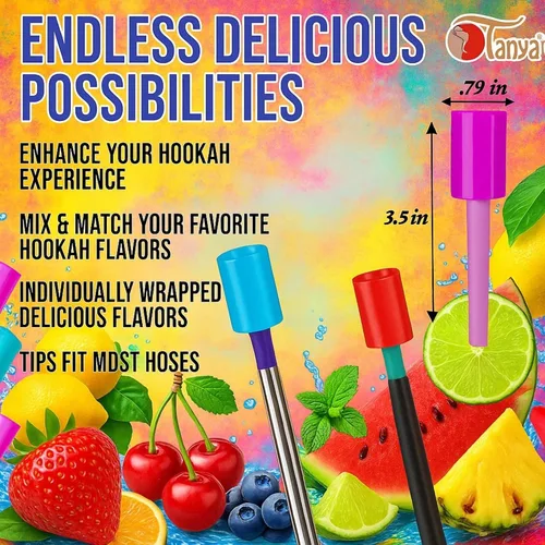 Vista 3 de Tanya Hookah Lolly Pop Candy Tips Super Masculino Plástico Dissposiable Cachimba Colorfull Tips 10PK