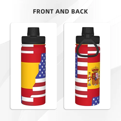 Vista 3 de American Spain Flag Insulated Stainless Steel Kettle Print Funny Water Bottle Insulated Ideal for Sports and Travel