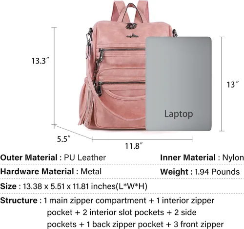 Vista 45 de Bolsos mochila monedero de piel sintética para mujer, bolsas con zíper, mochilas de hombro casuales