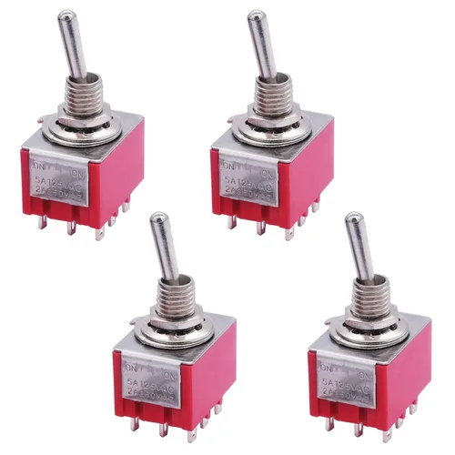 Vista 11 de Mxuteuk 8 piezas interruptor de palanca mini SPST interruptor en miniatura encendido/apagado 2 terminales 2 posiciones 6 A 125 V 3 A 250 V