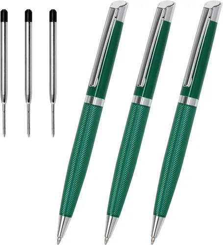 Vista 22 de Cambond Bolígrafos plateados – Bolígrafo giratorio de metal de tinta negra, punta media de 0.039 pulgadas para regalo, oficina, negocios, hombres