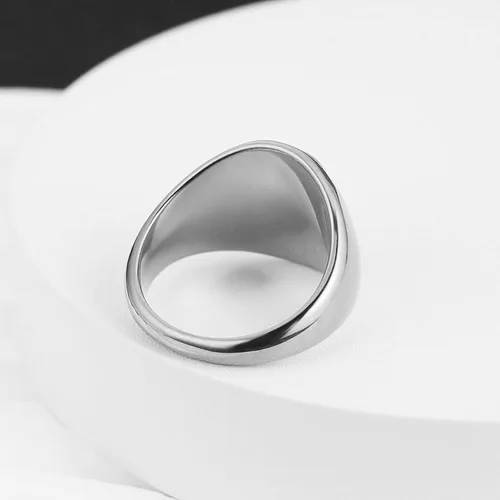 Vista 3 de HZMAN Anillo de boda de acero inoxidable gótico con piedra de ojo de tigre grande para hombres y mujeres, tamaño 7-14, Metal,