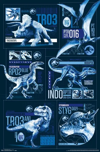 Vista 10 de Trends International Jurassic World: Fallen Kingdom - Póster de pared con cuadrícula, 14.725 x 22.375 pulgadas, versión enmarcada de madera