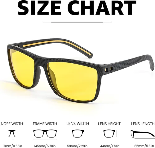 Vista 6 de Myiaur Gafas de conducción de visión nocturna para hombre, lentes polarizadas antideslumbrantes amarillas para noche con protección UV400