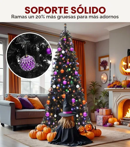 Vista 2 de DWVO Árbol de Navidad preiluminado de 7.5 pies con 350 LED de doble color Negro