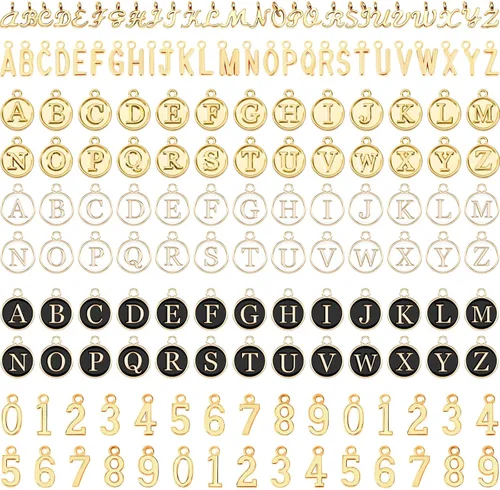 Vista 13 de SANNIX 156 piezas/6 juegos alfabeto ABC letras Charms Capital A-Z Charms DIY pulsera collar colgantes con 200 piezas abiertos Jump anillos