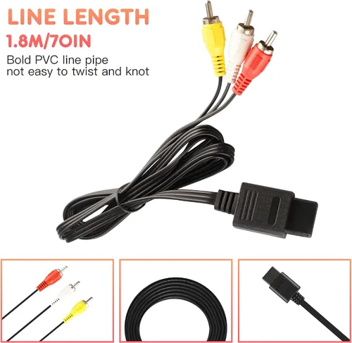 Vista 5 de Fuente de alimentación de CA para Gamecube cable adaptador de corriente CA y cable AV para consola Nintendo Gamecube NGC
