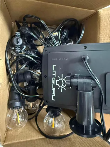 Vista 8 de Guirnalda de luces solares para exteriores, impermeables, luces solares de 48 pies para patio con bombillas Edison inastillables, luces solares