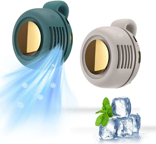Vista 8 de Drkicsy 3 ventiladores pequeños de cuello con clip de torbellino, ventilador de enfriamiento portátil de 3 velocidades recargables, ventiladores