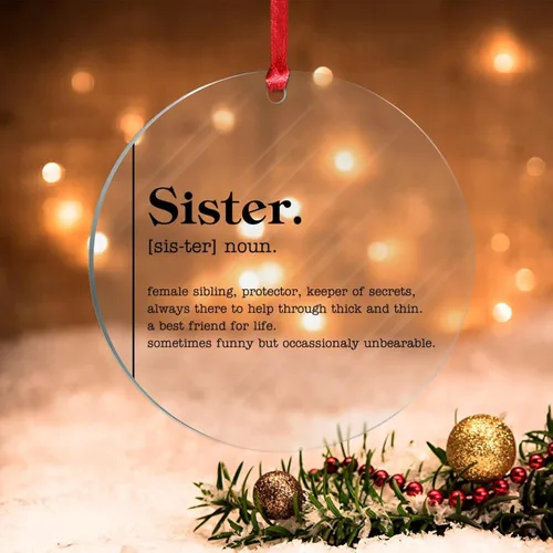 Vista 15 de Home Noun Definition Regalo de vacaciones Adorno acrílico para árbol de Navidad Definición divertida Adornos colgantes para árbol de Navidad Hogar