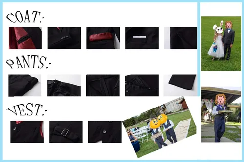Vista 5 de Boys Suits 5 Pieces Slim Fit Blazer Pants Black Blue Outfit Suit for Wedding Set with Tie
