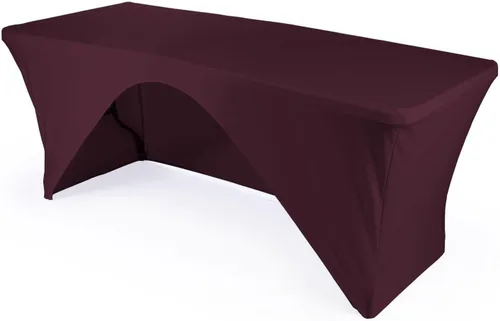 Vista 19 de LA Linen Mantel de elastano con respaldo abierto para mesa rectangular de 6 pies, 72 x 30 x 30 pulgadas, color negro