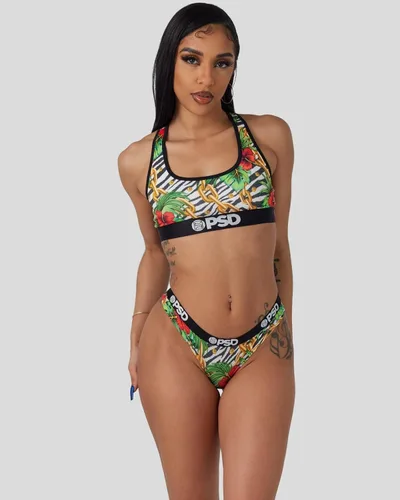 Vista 8 de PSD Tanga con estampado de animales para mujer, ropa interior de cobertura mínima, cómodas bragas elásticas para mujer