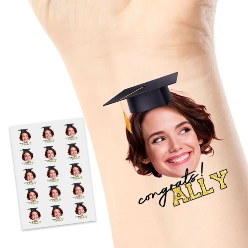 Vista 17 de Tatuajes temporales personalizados, tatuajes de flores de nacimiento personalizados para cumpleaños, boda, despedida de soltera, 1 juego de 15