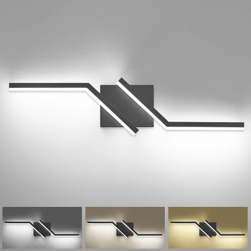 Vista 50 de Luz de tocador de baño negra de 32 pulgadas, LED moderna, 3CCT, regulable, 24 W, luminarias de baño sobre espejo 3000 K/4500 K/6000 K, 3
