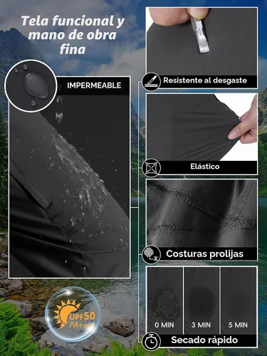 Vista 6 de Pantalones de senderismo para hombre, ligeros, de carga, de trabajo, tácticos, de nailon, elásticos, impermeables, de secado rápido, para pesca