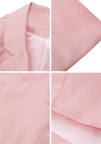Vista 2 de TYQQU Chaqueta casual de manga larga con frente abierto para mujer, cuello de solapa, chaquetas de trabajo de talla grande