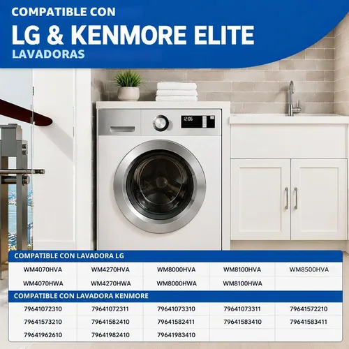 Vista 4 de Junta de arranque de puerta de lavadora MDS47123608 WM8100HVA mejorada, sello de junta de puerta de lavadora compatible con LG/Kenmore