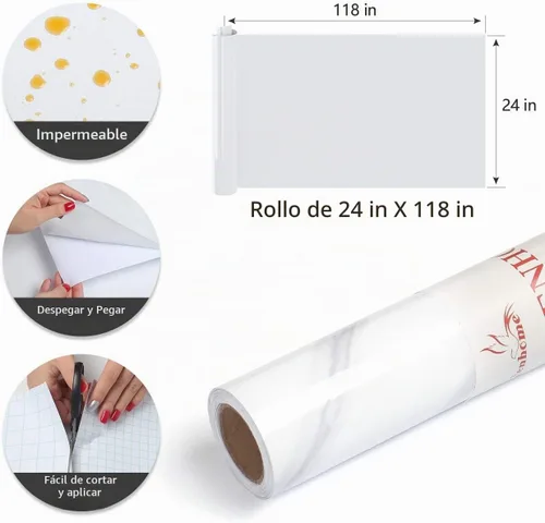 Vista 6 de YENHOME Papel de contacto de mármol blanco para encimeras de cocina, encimeras de despegar y pegar, impermeable, autoadhesivo, papel tapiz de mármol