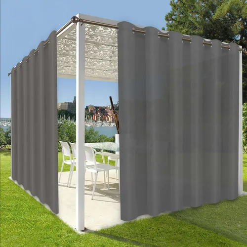 Vista 18 de OutdoorLines Cortinas impermeables para interiores y exteriores para patio – Panel de cortina de privacidad y bloqueo solar con ojales, resistente a