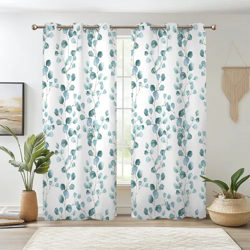 Vista 22 de Renaiss Pink Cherry Patels - Cortinas opacas con aislamiento térmico de flores de cerezo japonés, cortinas de ventana de dormitorio con estampado