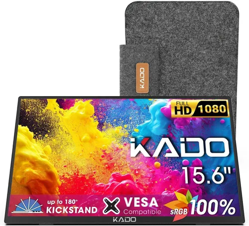 Vista 9 de Kado Monitor portátil FHD de 15.6 pulgadas para laptop, segunda pantalla de 1080p IPS 1920 x 1080, extensor de pantalla de computadora portátil HDMI